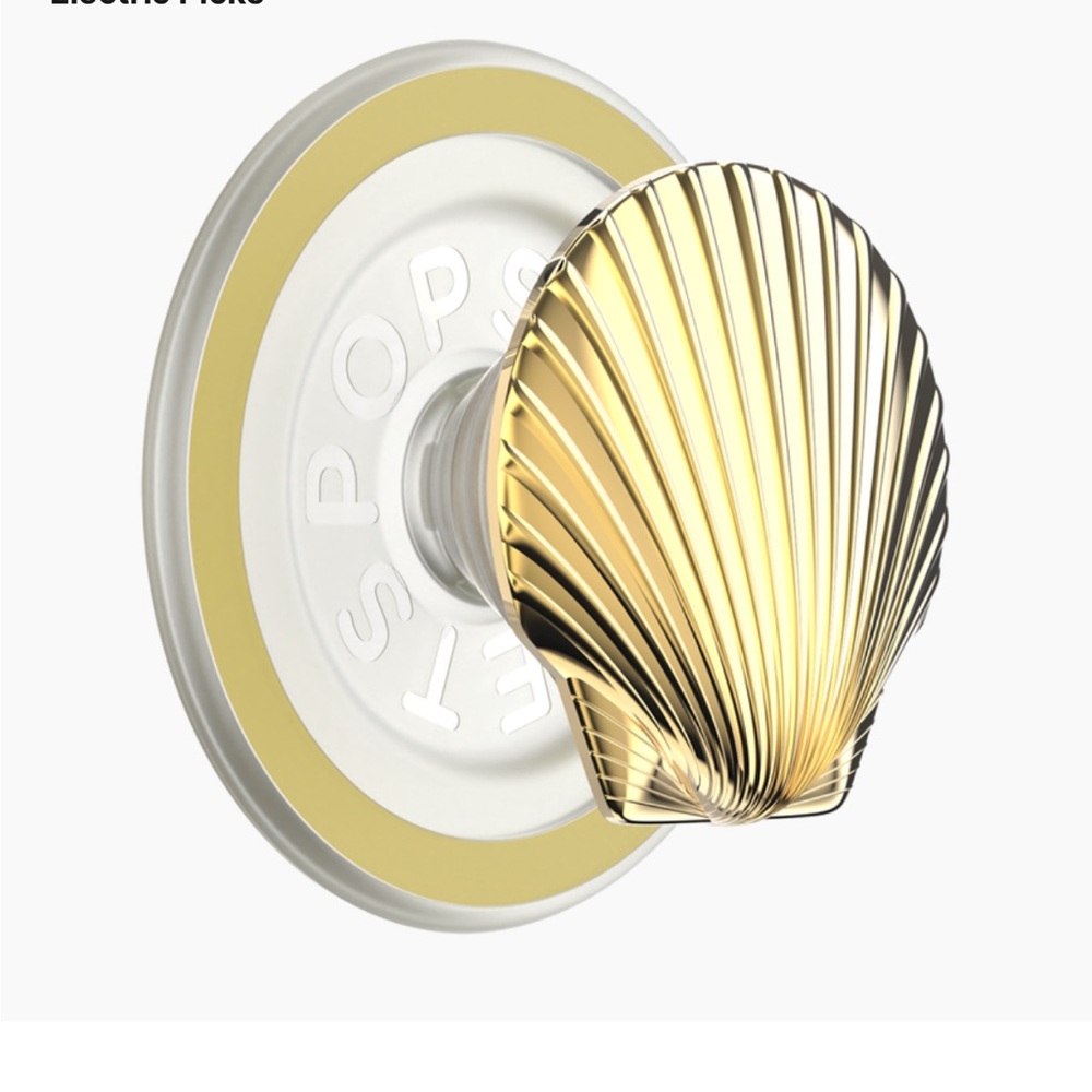 Electric Pick PopSocket Gold Seashell clam Design